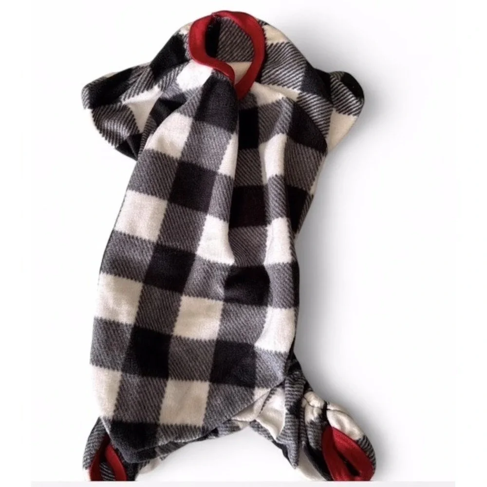Cozy Warm‎ Fleece Dog pajama and flower adjustable pink collar , Small Breed dog